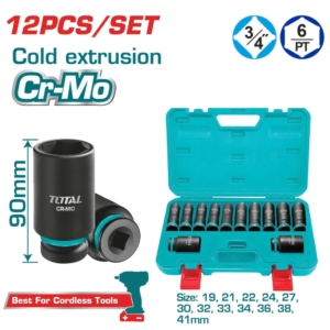 Bộ 12 đầu tuýp lục giác sâu 3/4" Total THKISD34126L