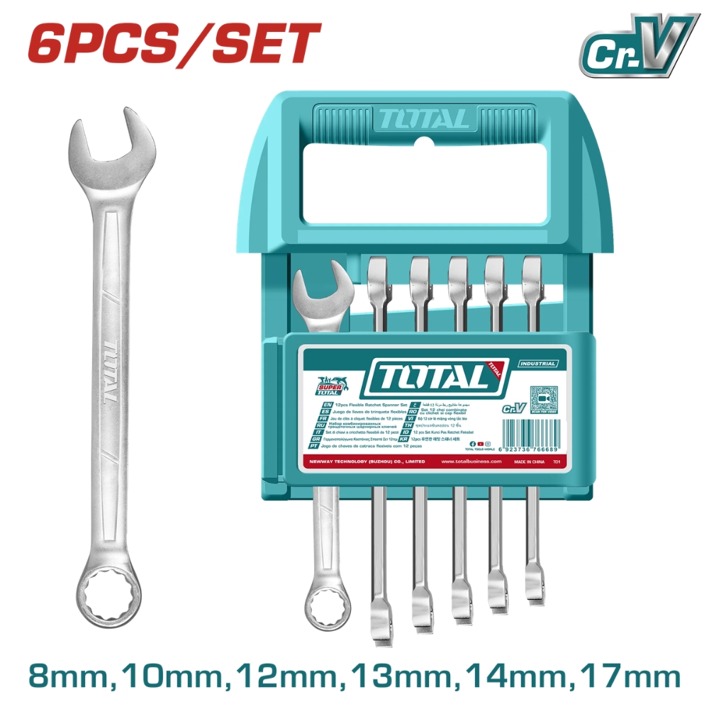Bộ 6 cờ lê vòng miệng 8-17mm Total THT103266 1 Bộ 6 cờ lê vòng miệng 8-17mm Total THT103266