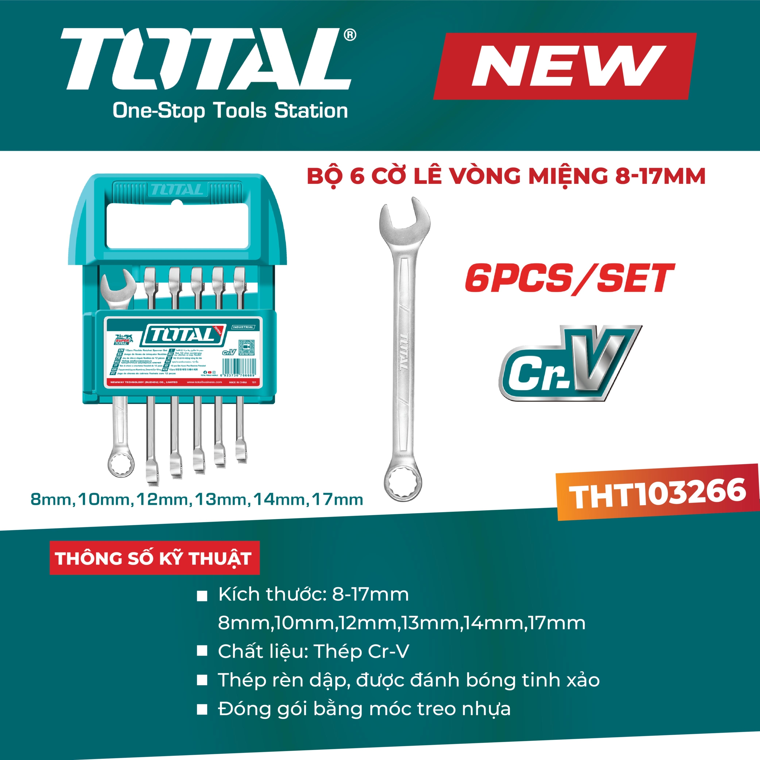 Bộ 6 cờ lê vòng miệng 8-17mm Total THT103266 2 THT103266