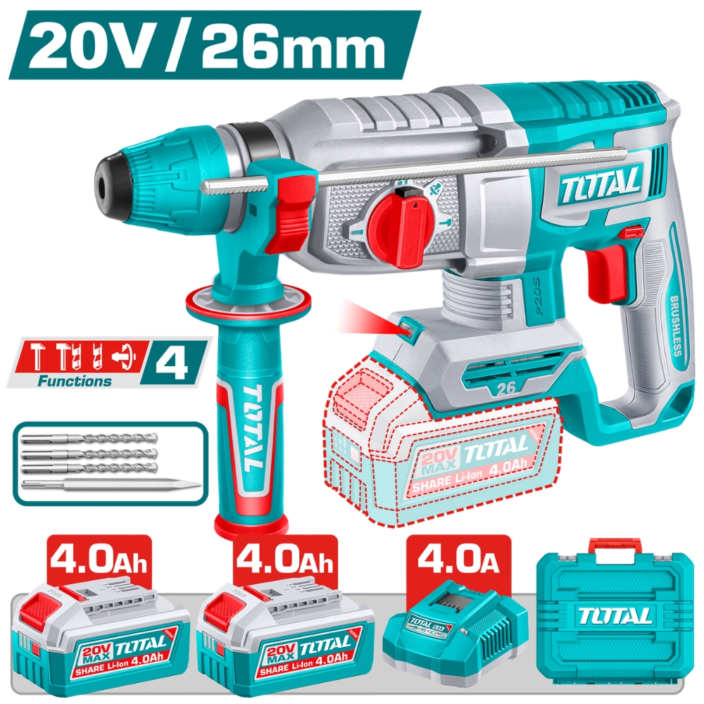 Máy khoan bê tông dùng pin 20V-2.5J Total TRHLI262085 1 Máy khoan bê tông dùng pin 20V-2.5J Total TRHLI262085