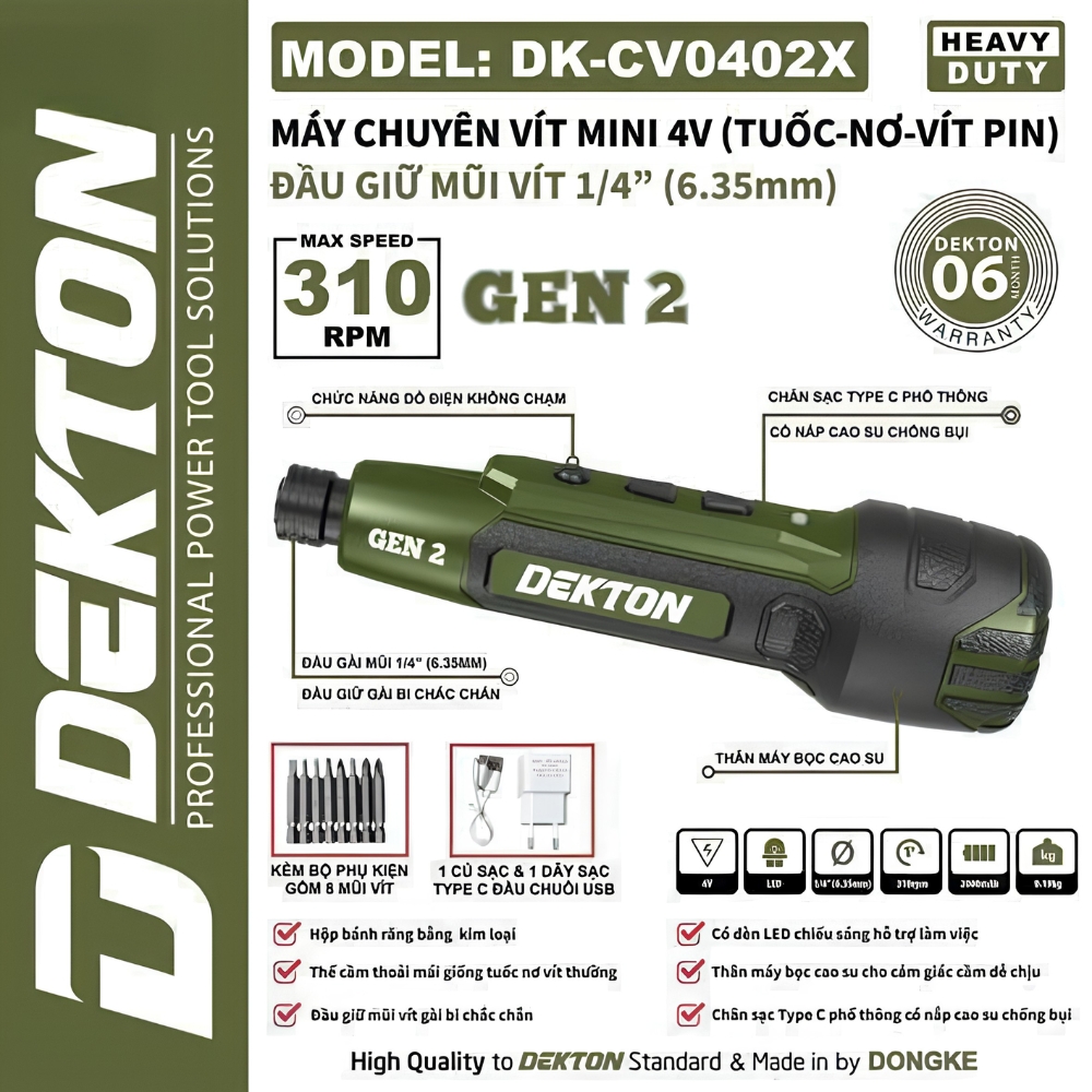 Máy vặn vít dùng pin 4V Dekton DK-CV0402X 1 Máy vặn vít dùng pin 4V Dekton DK-CV0402X