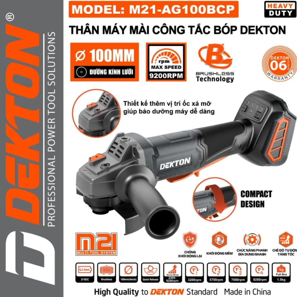 Máy mài góc dùng pin 21V-100mm Dekton M21-AG100BCP 1 Máy mài góc dùng pin 21V-100mm Dekton M21-AG100BCP