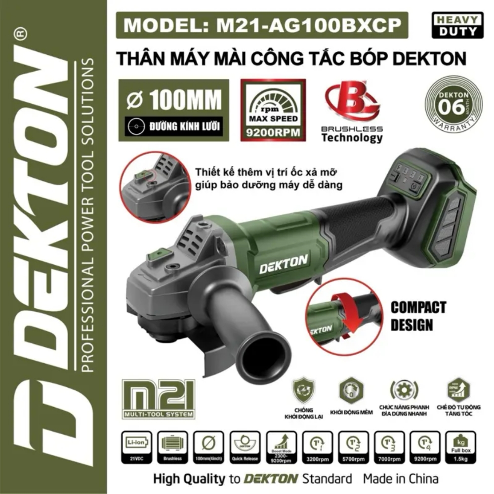 Máy mài góc dùng pin 21V-100mm Dekton M21-AG100BXCP 1 Máy mài góc dùng pin 21V-100mm Dekton M21-AG100BXCP