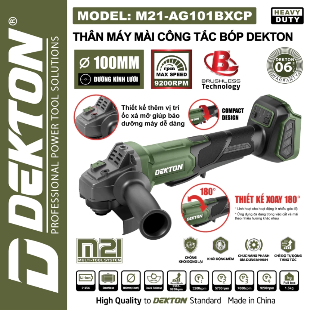 Máy mài góc dùng pin 21V-100mm Dekton M21-AG101BXCP 1 Máy mài góc dùng pin 21V-100mm Dekton M21-AG101BXCP